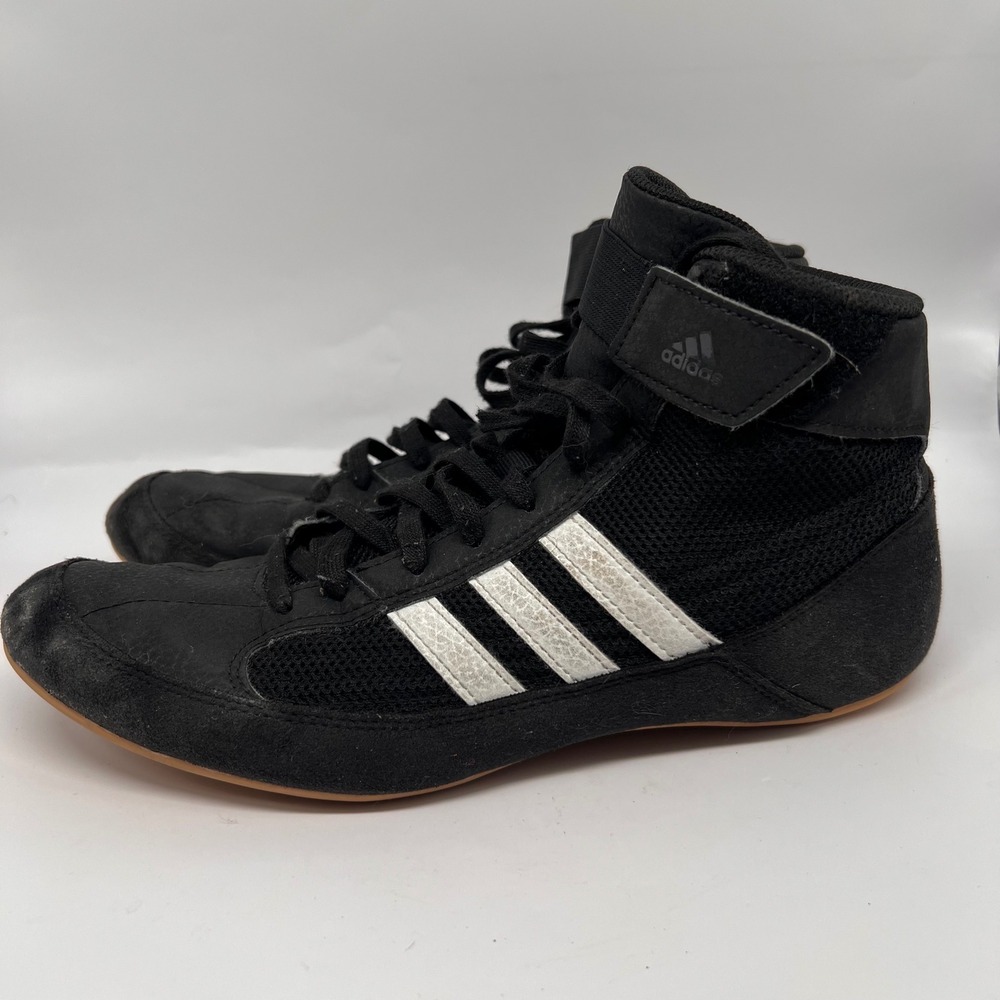 Adidas HVC 2 Wrestling Shoes Mens 8.5 Black White Gum AQ3325 High Top Boxing